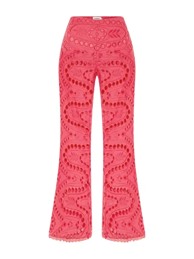 Stern Broderie Anglaise Cotton-blend Flared Pants