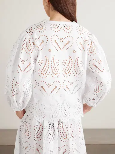 Etro Scalloped Broderie Anglaise Cotton-blend Poplin Blouse | Thumbnail 4 Etro Scalloped Broderie Anglaise Cotton-blend Poplin Blouse | Thumbnail 4