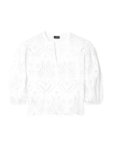Etro Scalloped Broderie Anglaise Cotton-blend Poplin Blouse | Thumbnail 1 Etro Scalloped Broderie Anglaise Cotton-blend Poplin Blouse | Thumbnail 1