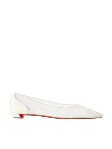 Christian Louboutin Miss Z Degrastrassina Leather-trimmed Embellished Mesh Point-toe Flats | Thumbnail 1 Christian Louboutin Miss Z Degrastrassina Leather-trimmed Embellished Mesh Point-toe Flats | Thumbnail 1