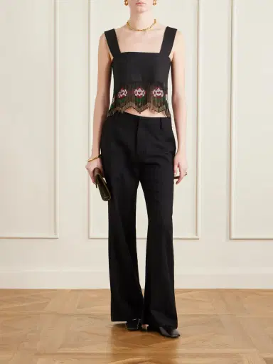 ALIX OF BOHEMIA Mia Cropped Bead-embellished Fringed Silk Top | Thumbnail 2 ALIX OF BOHEMIA Mia Cropped Bead-embellished Fringed Silk Top | Thumbnail 2