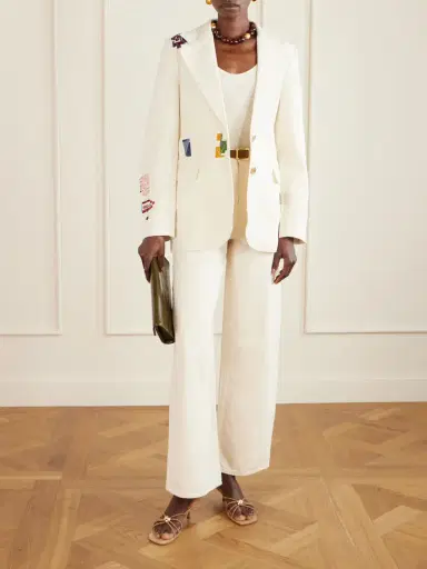ALIX OF BOHEMIA Afternoon Abstract Tile Bead-embellished Silk Blazer | Thumbnail 2