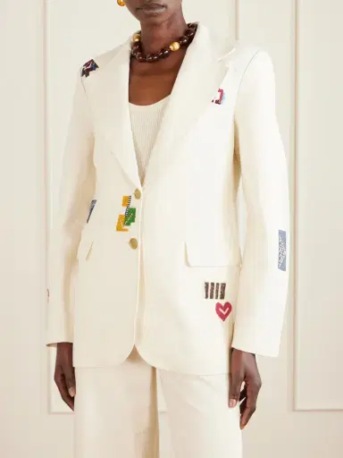 ALIX OF BOHEMIA Afternoon Abstract Tile Bead-embellished Silk Blazer | Thumbnail 3