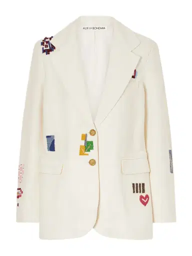 ALIX OF BOHEMIA Afternoon Abstract Tile Bead-embellished Silk Blazer | Thumbnail 1