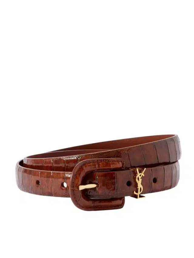Cassandre Embellished Croc-effect Leather Belt