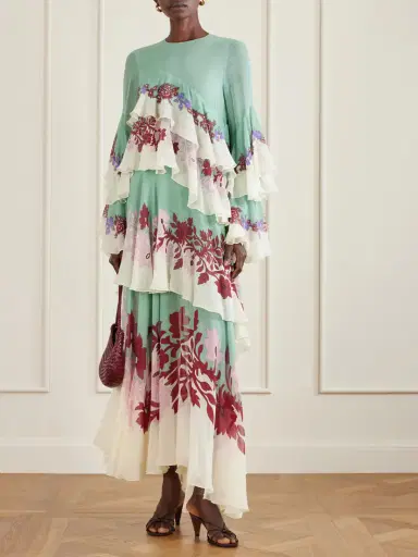La DoubleJ Naiad Asymmetric Ruffled Silk-chiffon Maxi Dress | Thumbnail 2 La DoubleJ Naiad Asymmetric Ruffled Silk-chiffon Maxi Dress | Thumbnail 2