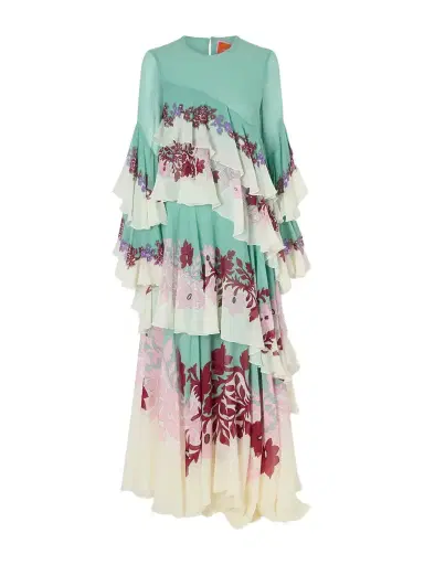La DoubleJ Naiad Asymmetric Ruffled Silk-chiffon Maxi Dress | Thumbnail 1 La DoubleJ Naiad Asymmetric Ruffled Silk-chiffon Maxi Dress | Thumbnail 1