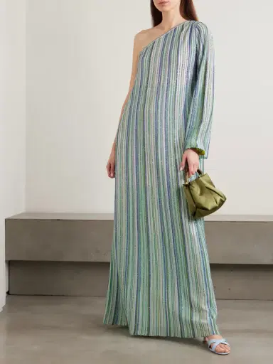 Missoni One-shoulder Sequin-trimmed Striped Crochet-knit Maxi Dress | Thumbnail 2 Missoni One-shoulder Sequin-trimmed Striped Crochet-knit Maxi Dress | Thumbnail 2