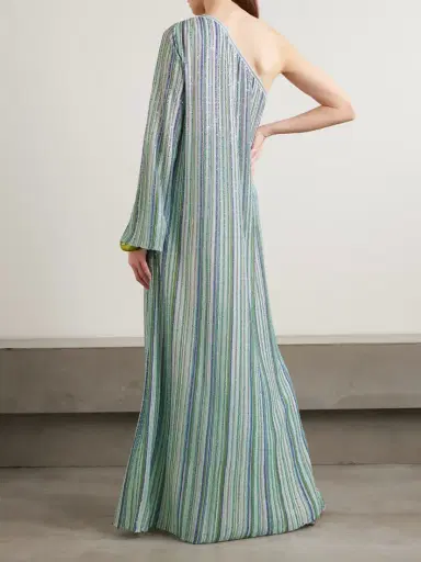 Missoni One-shoulder Sequin-trimmed Striped Crochet-knit Maxi Dress | Thumbnail 3 Missoni One-shoulder Sequin-trimmed Striped Crochet-knit Maxi Dress | Thumbnail 3