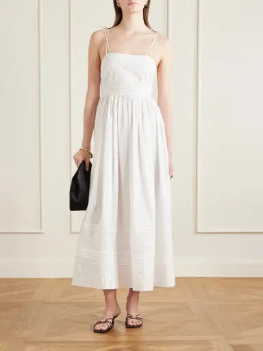 BODE Chamomile Pintucked Embroidered Cotton-poplin Midi Dress | Thumbnail 2 BODE Chamomile Pintucked Embroidered Cotton-poplin Midi Dress | Thumbnail 2