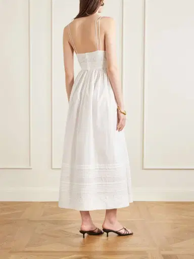 BODE Chamomile Pintucked Embroidered Cotton-poplin Midi Dress | Thumbnail 3 BODE Chamomile Pintucked Embroidered Cotton-poplin Midi Dress | Thumbnail 3