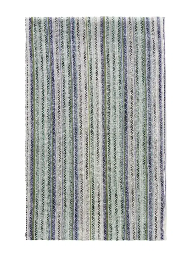 Sequin-trimmed Striped Metallic Crochet-knit Wrap