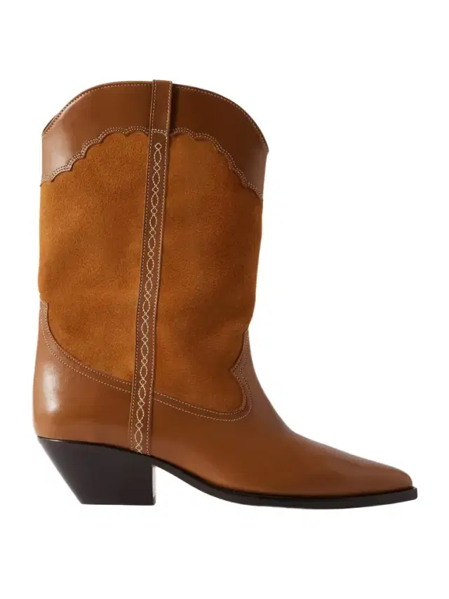 Duerto Embroidered Suede And Leather Ankle Boots