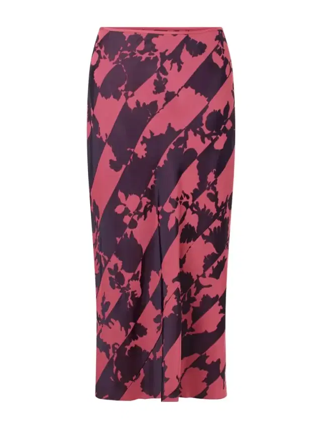 Paneled Floral-print Satin Midi Skirt