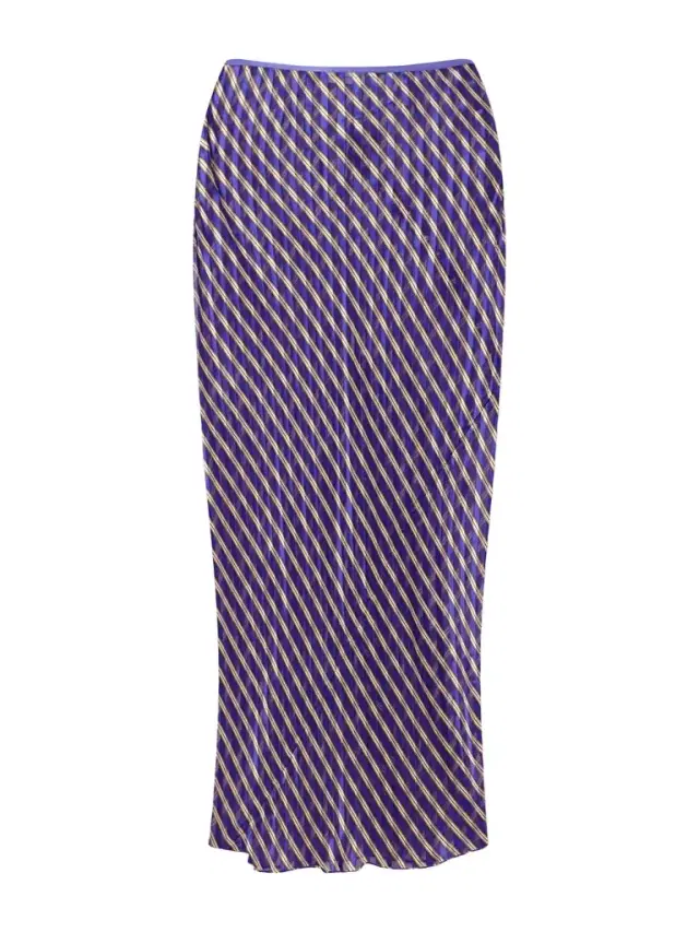 Striped Devoré-satin Midi Skirt