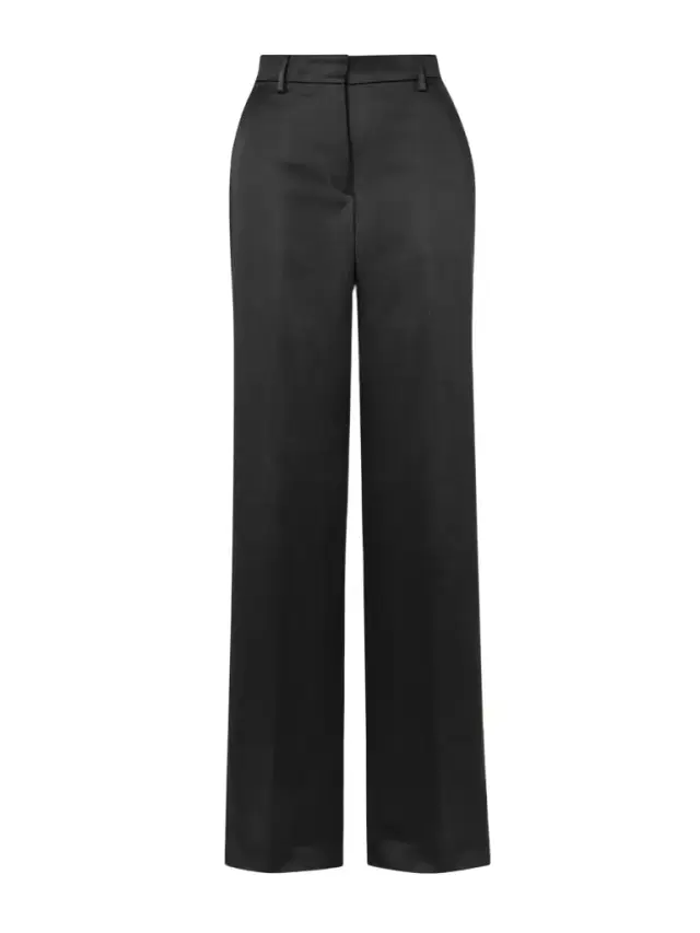 Washed Cotton-blend Satin Slim-leg Pants