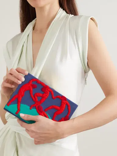 Olympia Le-Tan Dance Embroidered Appliquéd Canvas Clutch | Thumbnail 2 Olympia Le-Tan Dance Embroidered Appliquéd Canvas Clutch | Thumbnail 2