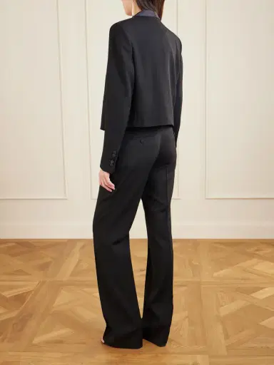 Tom Ford Cropped Silk Satin-trimmed Grain De Poudre Wool Blazer | Thumbnail 3 Tom Ford Cropped Silk Satin-trimmed Grain De Poudre Wool Blazer | Thumbnail 3