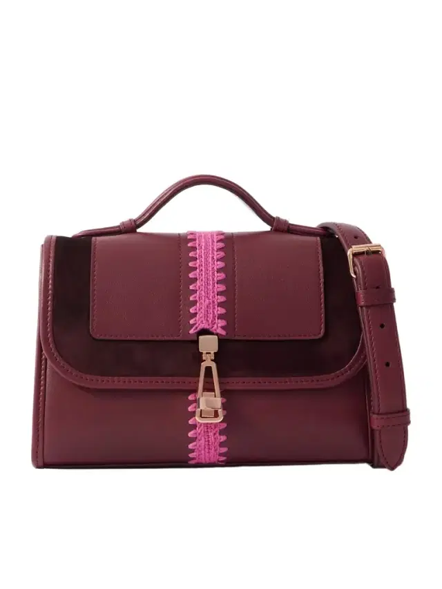 Gabriela Hearst Leonora Small Crochet And Suede-trimmed Leather Shoulder Bag