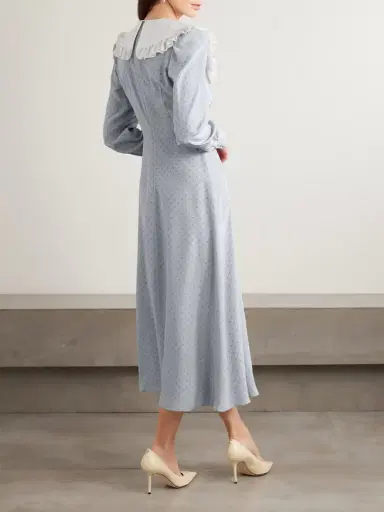 Alessandra Rich Bow-embellished Ruffled Polka-dot Silk Crepe De Chine Midi Dress | Thumbnail 3