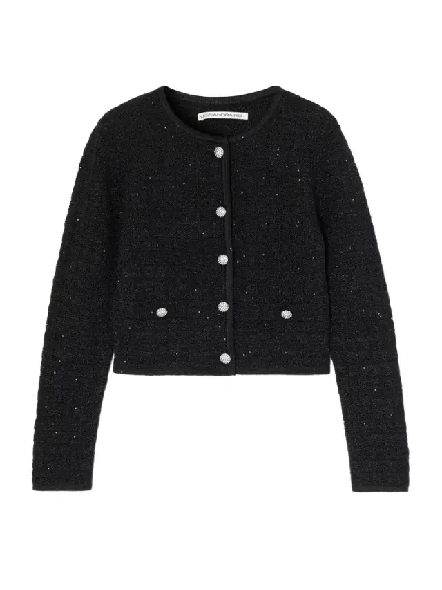 Cropped Embellished Knitted Cardigan