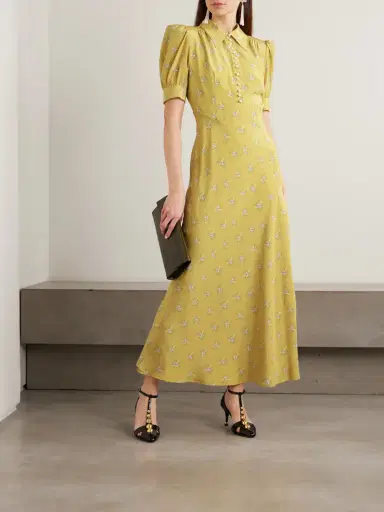 Alessandra Rich Embellished Floral-print Silk Crepe De Chine Midi Dress | Thumbnail 2 Alessandra Rich Embellished Floral-print Silk Crepe De Chine Midi Dress | Thumbnail 2