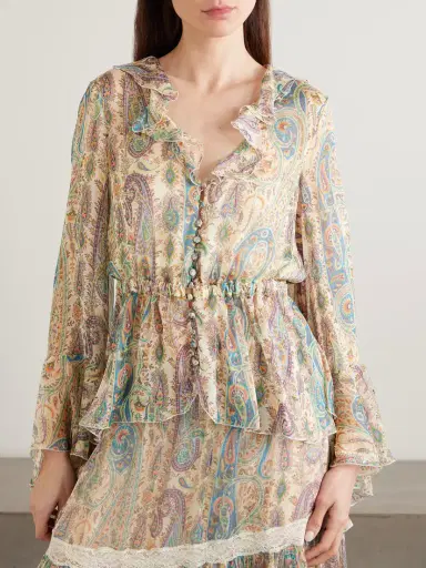 Etro Ruffled Paisley-print Silk-chiffon Peplum Blouse | Thumbnail 3