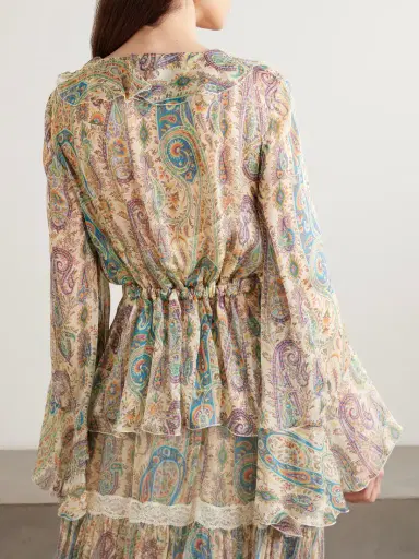 Etro Ruffled Paisley-print Silk-chiffon Peplum Blouse | Thumbnail 4