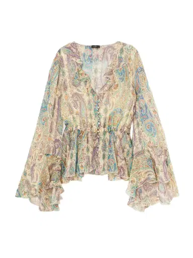 Etro Ruffled Paisley-print Silk-chiffon Peplum Blouse | Thumbnail 1