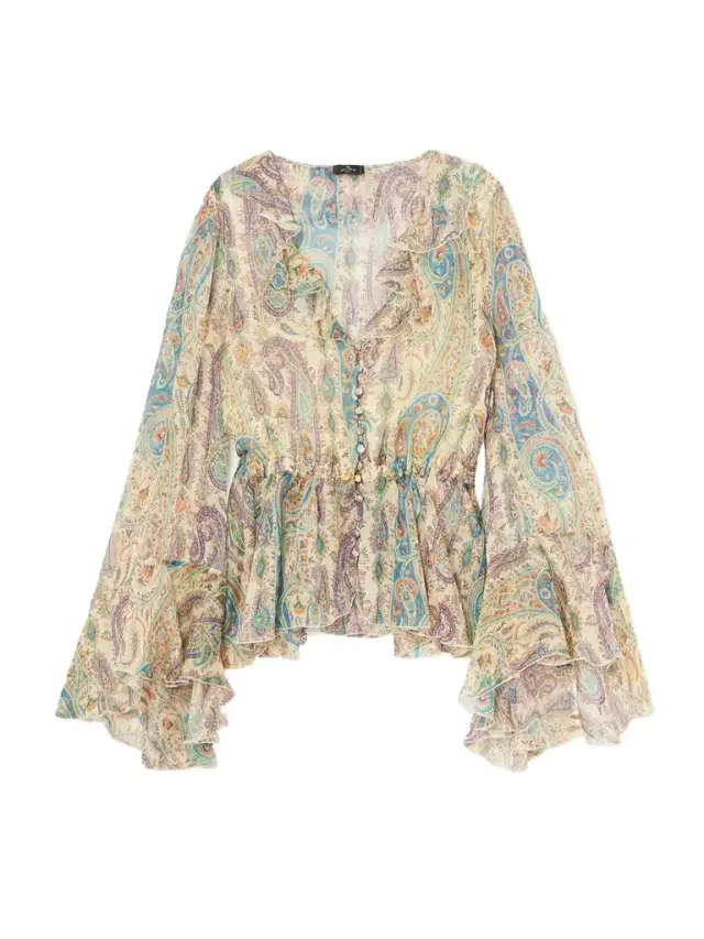 Ruffled Paisley-print Silk-chiffon Peplum Blouse