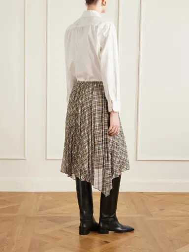 Acne Studios Asymmetric Pleated Checked Chiffon Midi Skirt | Thumbnail 4 Acne Studios Asymmetric Pleated Checked Chiffon Midi Skirt | Thumbnail 4