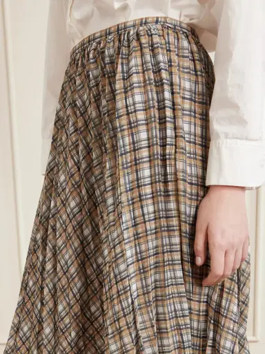 Acne Studios Asymmetric Pleated Checked Chiffon Midi Skirt | Thumbnail 5 Acne Studios Asymmetric Pleated Checked Chiffon Midi Skirt | Thumbnail 5