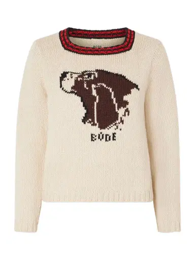 BODE Spaniel Intarsia Pima Cotton And Merino Wool-blend Sweater | Thumbnail 1 BODE Spaniel Intarsia Pima Cotton And Merino Wool-blend Sweater | Thumbnail 1