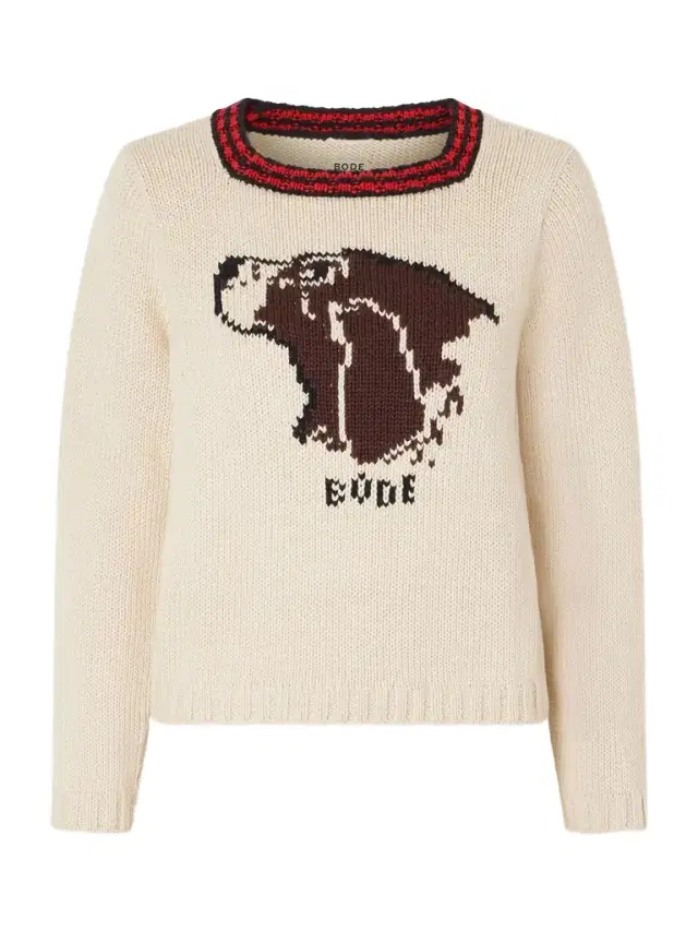 BODE Spaniel Intarsia Pima Cotton And Merino Wool-blend Sweater