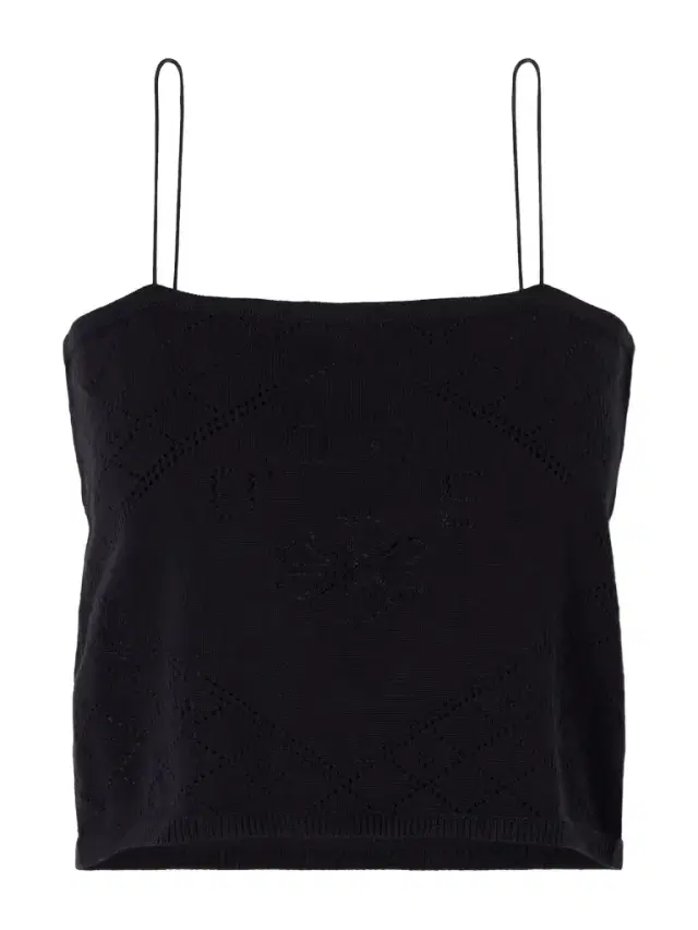 Anisette Cropped Embroidered Cotton Tank Top