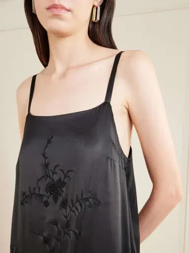 BODE Fringed Embroidered Silk-satin Midi Dress | Thumbnail 4