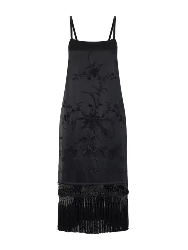 Fringed Embroidered Silk-satin Midi Dress
