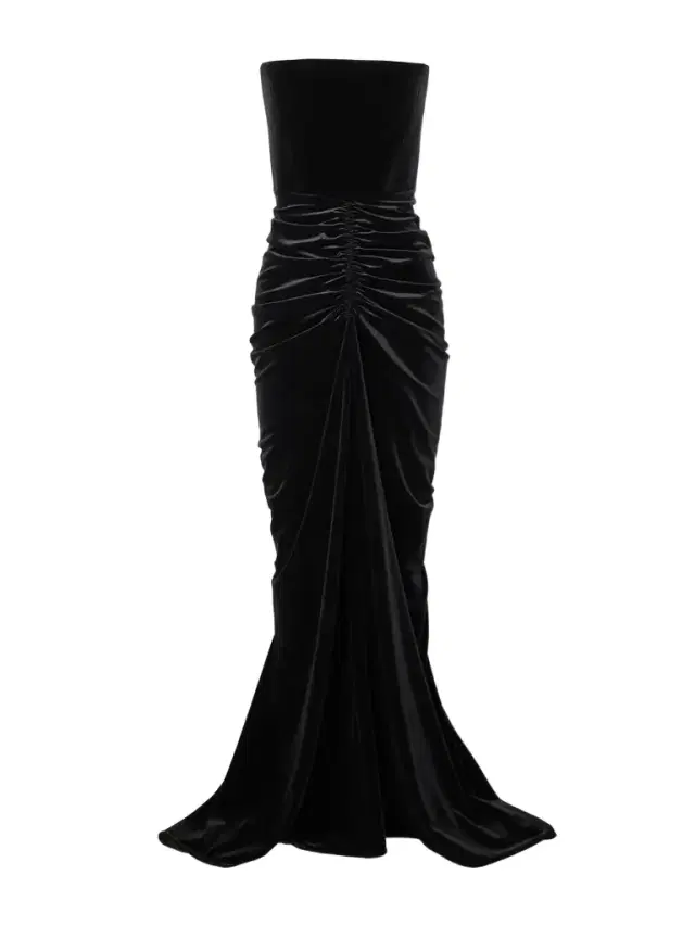 Strapless Ruched Velvet Gown