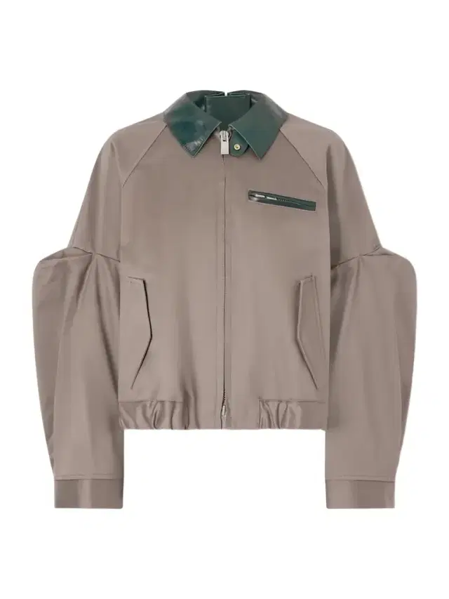 Pleated Leather-trimmed Cotton-twill Jacket