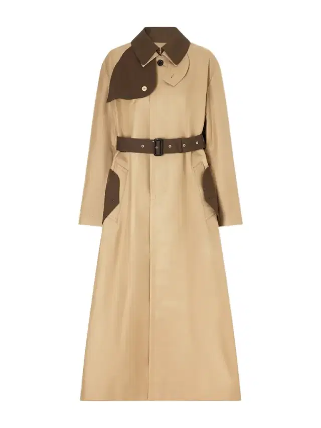 Belted Two-tone Cotton-blend Gabardine Trench Coat
