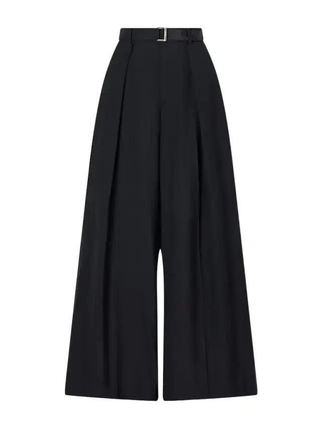 Belted Pleated Crepe Wide-leg Pants