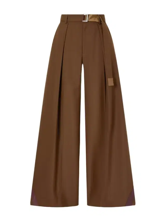 Belted Pleated Crepe Wide-leg Pants