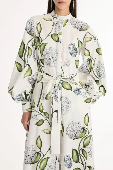 Oscar de la Renta Long Sleeve Porcelain Flowers Caftan | Thumbnail 3 Oscar de la Renta Long Sleeve Porcelain Flowers Caftan | Thumbnail 3