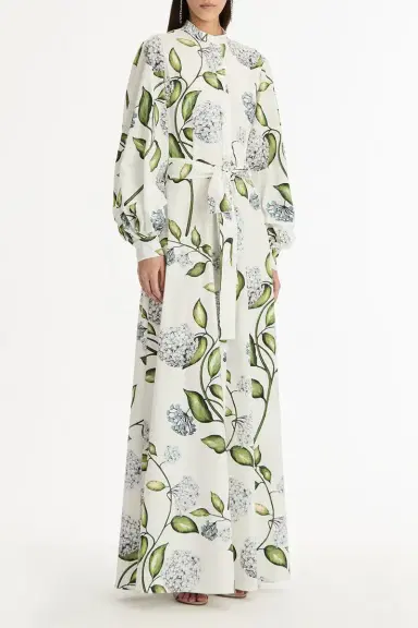 Oscar de la Renta Long Sleeve Porcelain Flowers Caftan | Thumbnail 4 Oscar de la Renta Long Sleeve Porcelain Flowers Caftan | Thumbnail 4