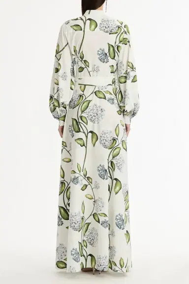 Oscar de la Renta Long Sleeve Porcelain Flowers Caftan | Thumbnail 5 Oscar de la Renta Long Sleeve Porcelain Flowers Caftan | Thumbnail 5