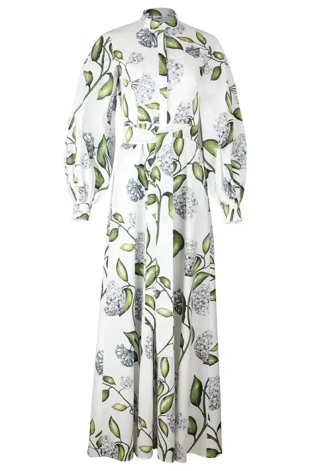 Long Sleeve Porcelain Flowers Caftan