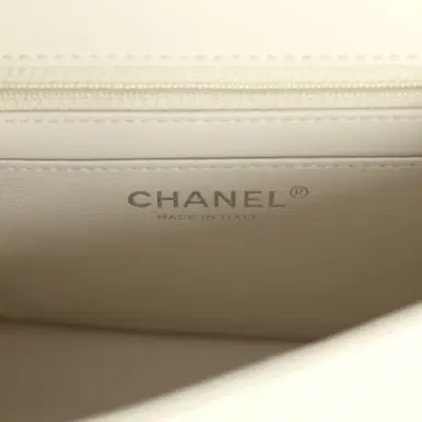 Chanel Pre-owned Chanel Mini Chevron Square Flap Bag Ivory Lambskin Silver Hardware | Thumbnail 9 Chanel Pre-owned Chanel Mini Chevron Square Flap Bag Ivory Lambskin Silver Hardware | Thumbnail 9