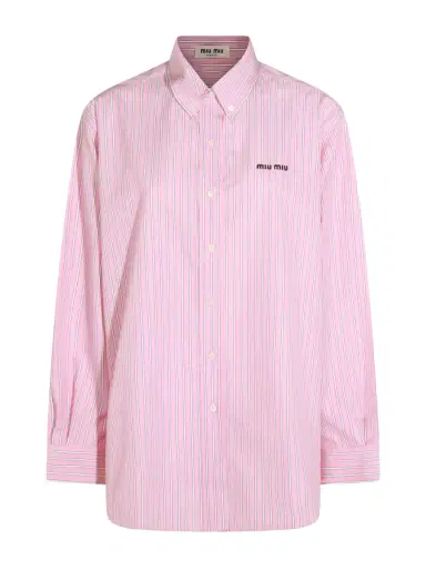 Miu Miu Oversized Striped Button Down Shirt | Thumbnail 1 Miu Miu Oversized Striped Button Down Shirt | Thumbnail 1