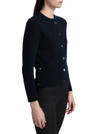 Thom Browne Women's Four Bar Wool Cardigan - Navy - Size 0 | Thumbnail 4 Thom Browne Women's Four Bar Wool Cardigan - Navy - Size 0 | Thumbnail 4