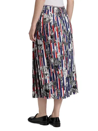 Thom Browne Women's Pleated Printed Silk Twill Midi-Skirt | Thumbnail 5 Thom Browne Women's Pleated Printed Silk Twill Midi-Skirt | Thumbnail 5